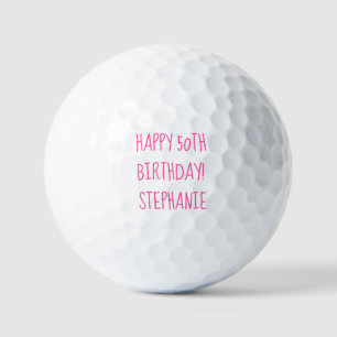 Balles De Golf 50e anniversaire Lady Golfer Pink Nom élégant