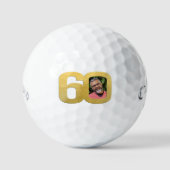 Balles De Golf 60e anniversaire photo or et blanc (Recto)