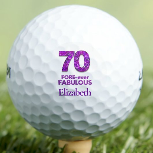 Balles De Golf 70 FORE-ever Fabulous 70th Birthday Purple Flowers