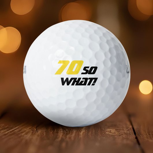 Balles De Golf 70e anniversaire Motivational Elégant Jaune Noir