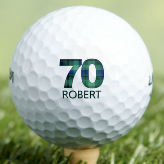 Balles De Golf 70e anniversaire Stepdad Cadeau - Blue Plaid Golf
