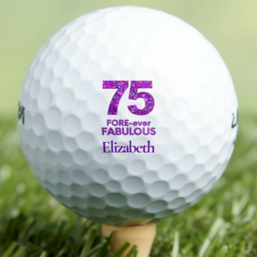 Balles De Golf 75 FORE-ever Fabulous 75th Birthday Purple Flowers