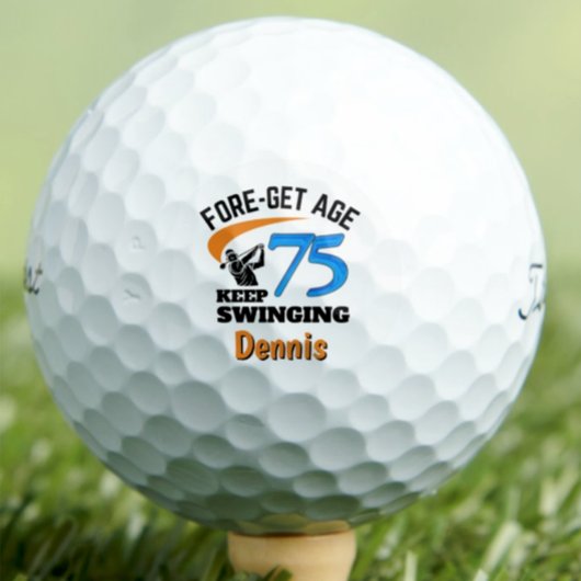 Balles De Golf 75e Anniversaire Golf Balls Funny Cadeau Bleu - 12