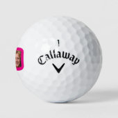 Balles De Golf 80e anniversaire photo rose et blanc (Logo)
