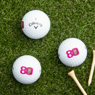 Balles De Golf 80e anniversaire photo rose et blanc
