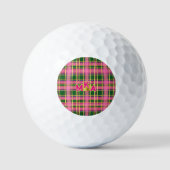 Balles de golf à carreaux rose et vert personnalis (Recto)