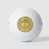 Balles de golf à monogramme métallisé or blanc (Devant)