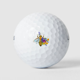 Balles De Golf Abeille à fleurs avec plantes sauvages