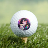 Balles De Golf Adorable Fille d'Anime Rétro & Son Chien (T-shirt Insitu)