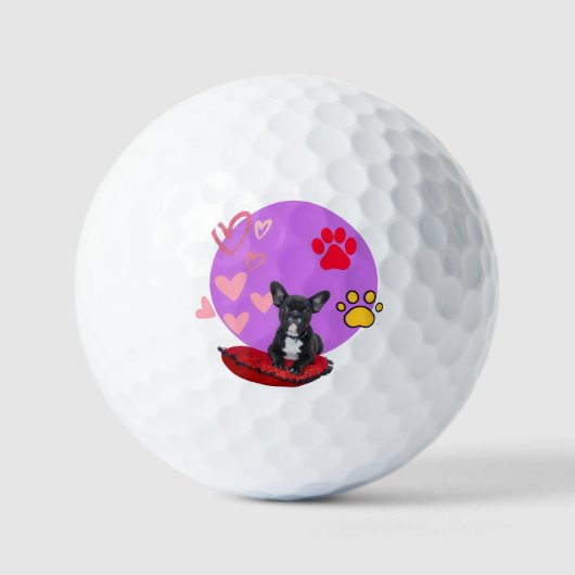 Balles De Golf Adorable frienchie puppy with hearts (Recto)