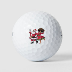 Balles De Golf African Père Noël Mme Claus Dansant Noël américain