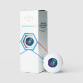 Balles De Golf Agate Bleu Violet Aqua Veines Or Monogramme (Conditionnement)