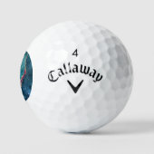 Balles De Golf Agate Bleu Violet Aqua Veines Or Monogramme (Logo)