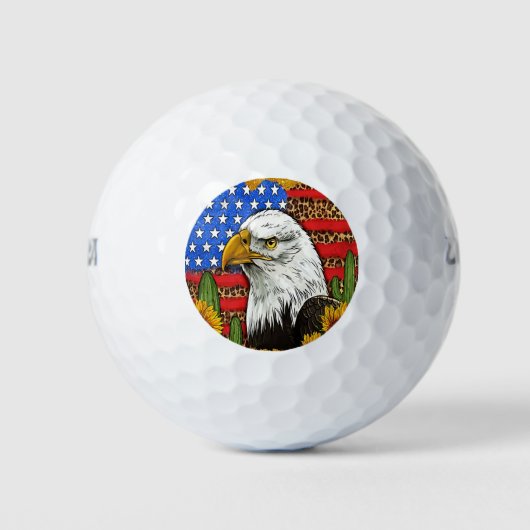 Balles De Golf Aigle à tête blanche avec drapeau américain (Devant)