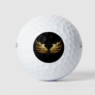 Balles De Golf Ailes d'Ange d'or sur arrière - plan noir