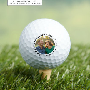 Balles De Golf Ajoutez votre propre photo de couple 25e anniversa