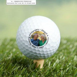 Balles De Golf Ajoutez votre propre photo de couple 35e anniversa
