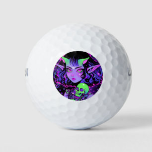 Balles De Golf Alien vert et violet Elf Anime Girl
