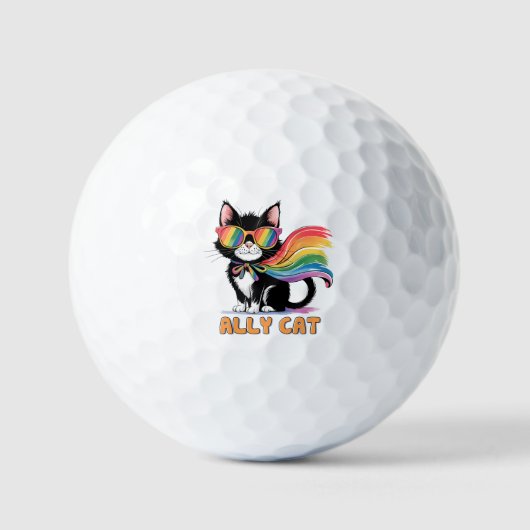 Balles De Golf Ally Cat - Rainbow Cat LGBTQ Pride (Recto)