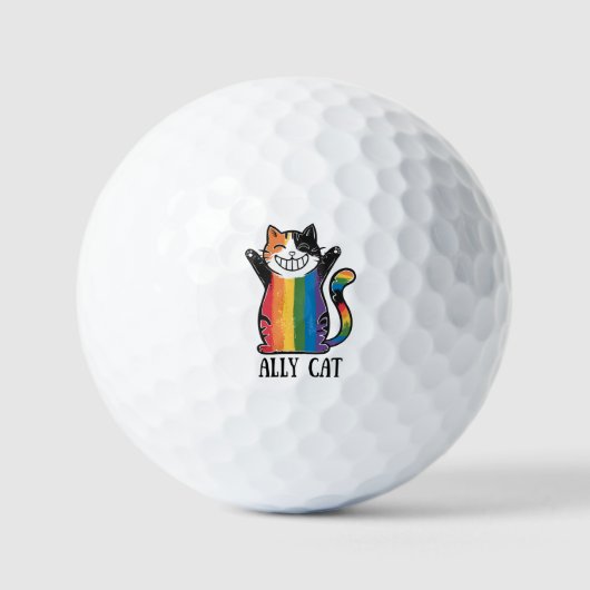 Balles De Golf Ally Cat - Rainbow Cat LGBTQ Pride (2) (Recto)