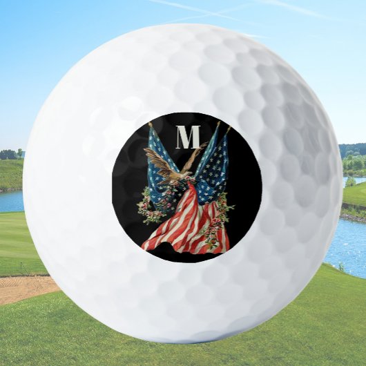 Balles De Golf America flag and eagle patriotic custom monogram 