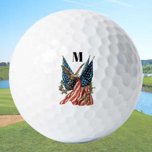 Balles De Golf America flag and eagle patriotic custom monogram 