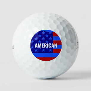 Balles De Golf Américain rouge blanc bleu patriotique amusant