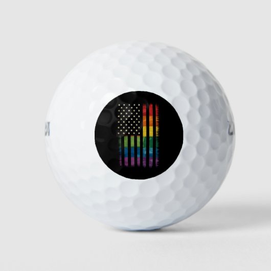 Balles De Golf American USA Flag Rainbow Pride gay lesbienne LGBT (Devant)