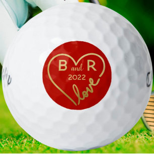 Balles De Golf Amour du coeur Monogrammes/Initiales Année