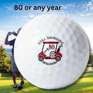 Balles De Golf Amusant 80E Anniversaire Fête Personnalisé Panier