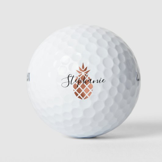 Balles De Golf Ananas Faux Rose d'or personnalisé (Devant)