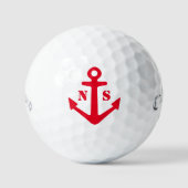 Balles De Golf Ancrage nautique rouge monogramme personnalisé sup (Recto)