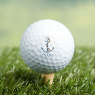 Balles De Golf Ancre Bleue vintage Avec Monogramme De Corde