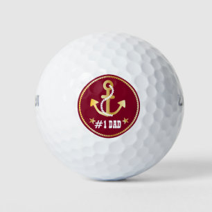 Balles De Golf Ancre d'or numéro 1 Papa Fête des pères nautique