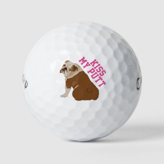 Balles De Golf Anglais Bulldog Kiss My Putt Golf Balls (Devant)
