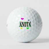 Balles De Golf Anita, Name Logo With Love Hearts, (Recto)