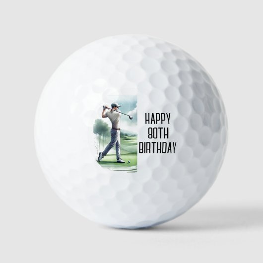 Balles De Golf Anniversaire Golfer Funny 80ème heureux Papa Golf  (Recto)