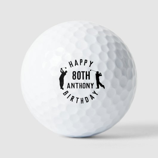 Balles De Golf Anniversaire Golfer Funny 80ème heureux Papa Golf  (Recto)