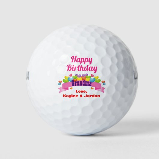 Balles De Golf Anniversaire Grand-mère Golfer Cute Hearts Ajouter (Devant)