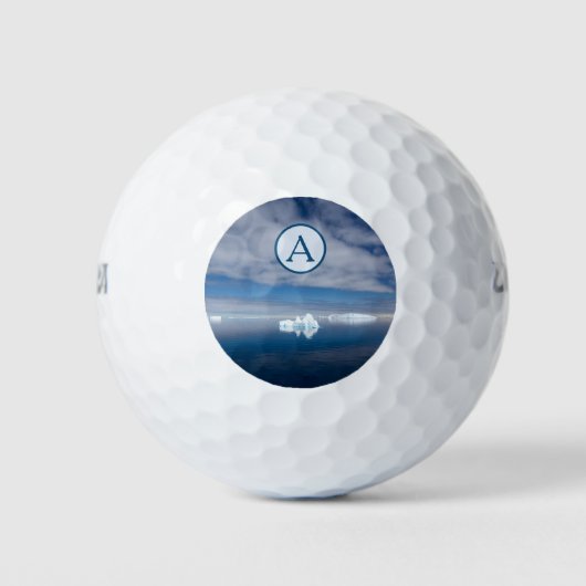 Balles De Golf Antarctique photo de glace bleue avec monogramme (Devant)