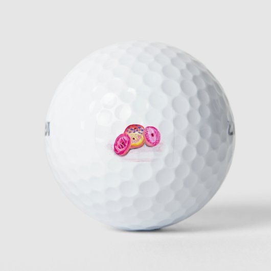 Balles De Golf Aquarelle alimentaire rose girly doux beignets (Devant)