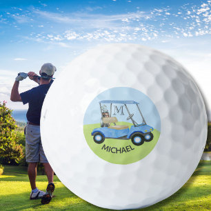 Balles De Golf Aquarelle bleu personnalisé Panier Nom du monogram