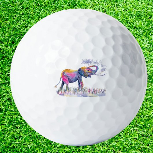 Balles De Golf Aquarelle colorée Happy Elephant