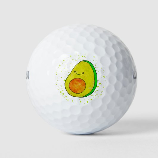 Balles De Golf Aquarelle Cute Carton Avocado (Devant)