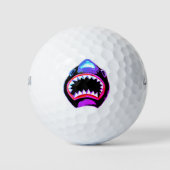 Balles De Golf Aquarelle de requin rose violet illustration (Devant)