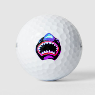 Balles De Golf Aquarelle de requin rose violet illustration