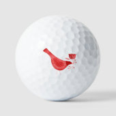 Balles De Golf Aquarelle d'oiseaux rouge (Recto)