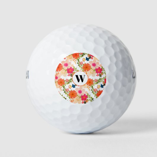 Balles De Golf Aquarelle florale monogramme (Devant)