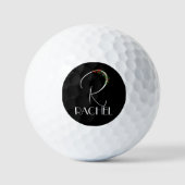 Balles De Golf Aquarelle moderne nom initial R noir (Recto)