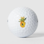 Balles De Golf Aquarelle Monogramme Ananas (Devant)